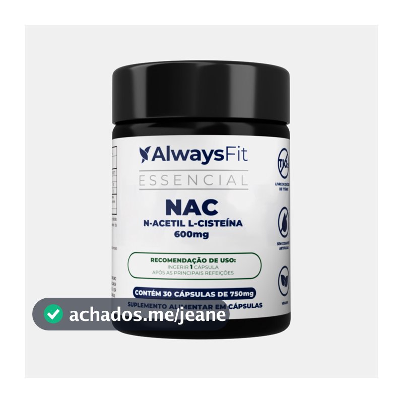 NAC AlwaysFit 600mg  | N-Acetil L-Cisteína + Selênio + Molibdênio | 30 Cápsulas