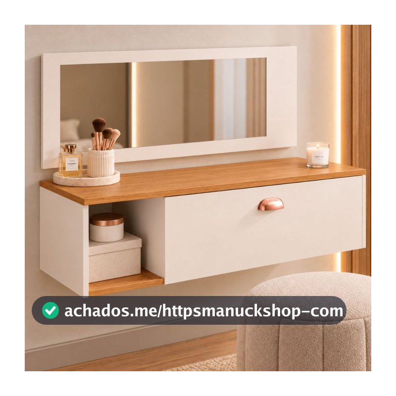 Penteadeira Suspensa Make Up Joy Com Gaveta e Nicho Moderna Para Quarto Maquiagem Organização e Decoração