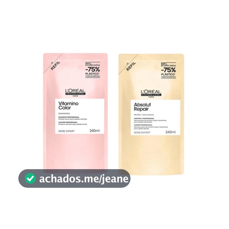 Kit Refil Shampoo Vitamino Color 240ml + Refil Shampoo Absolut Repair Gold 240ml