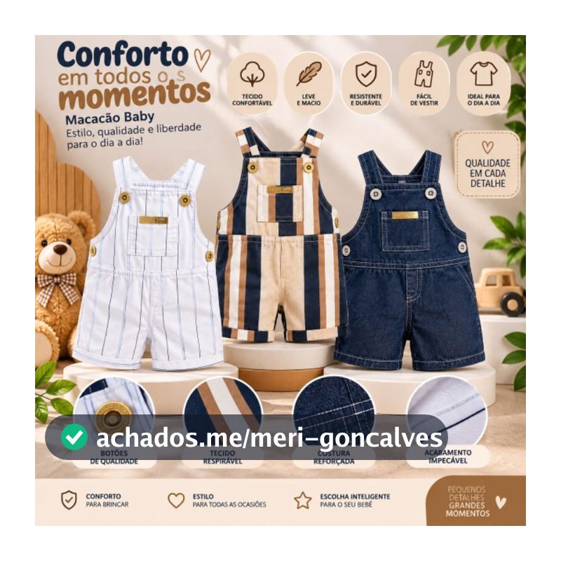 Jardineira Bebê Menino 3 a 6 Meses Macacão Infantil Curto Roupinha Masculina Verão Passeio Festa Confortável Estilo