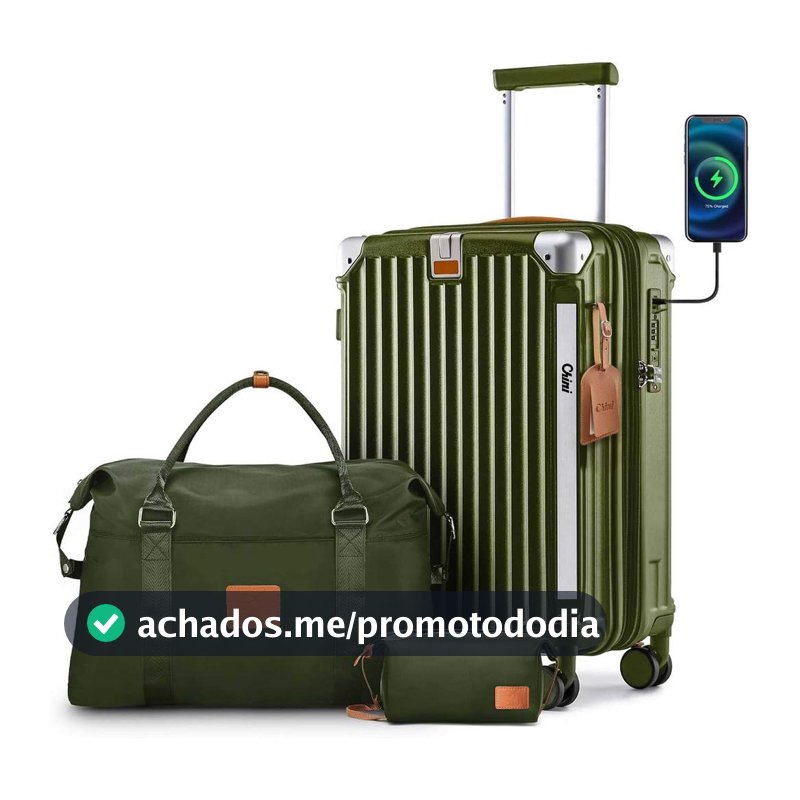 Mala de abordo Viagem 20" 24" KIT3 Zíper Dupla Rodinhas 360" Material Alta Qualidade MALA20