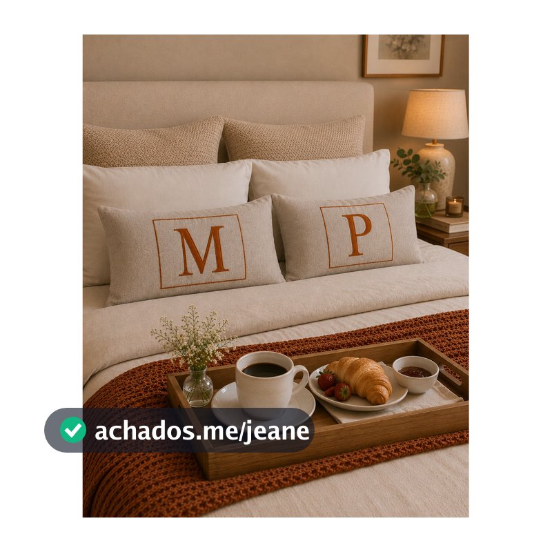 Kit 2 Almofadas Personalizadas com Inicial | Bordado em Linho Luxo | Decoração Quarto Casal e Solteiro