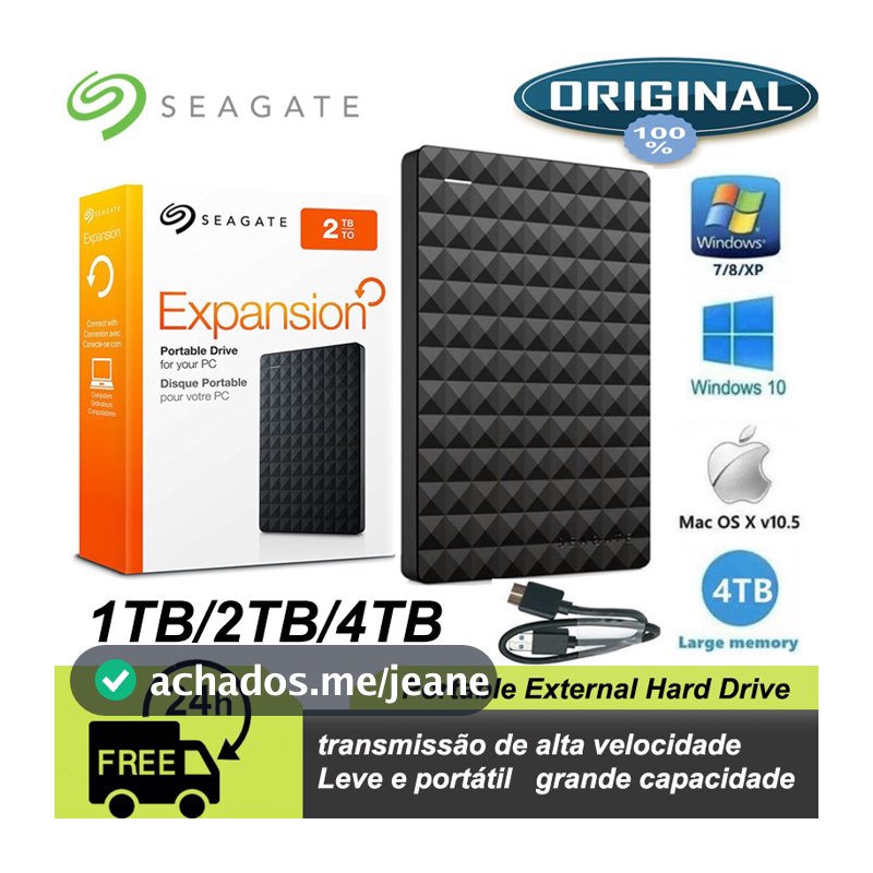 Seagate Original Hd Externo 1TB/2TB/4TB USB 3.0 Disco Rígido Móvel Portátil Para Computador