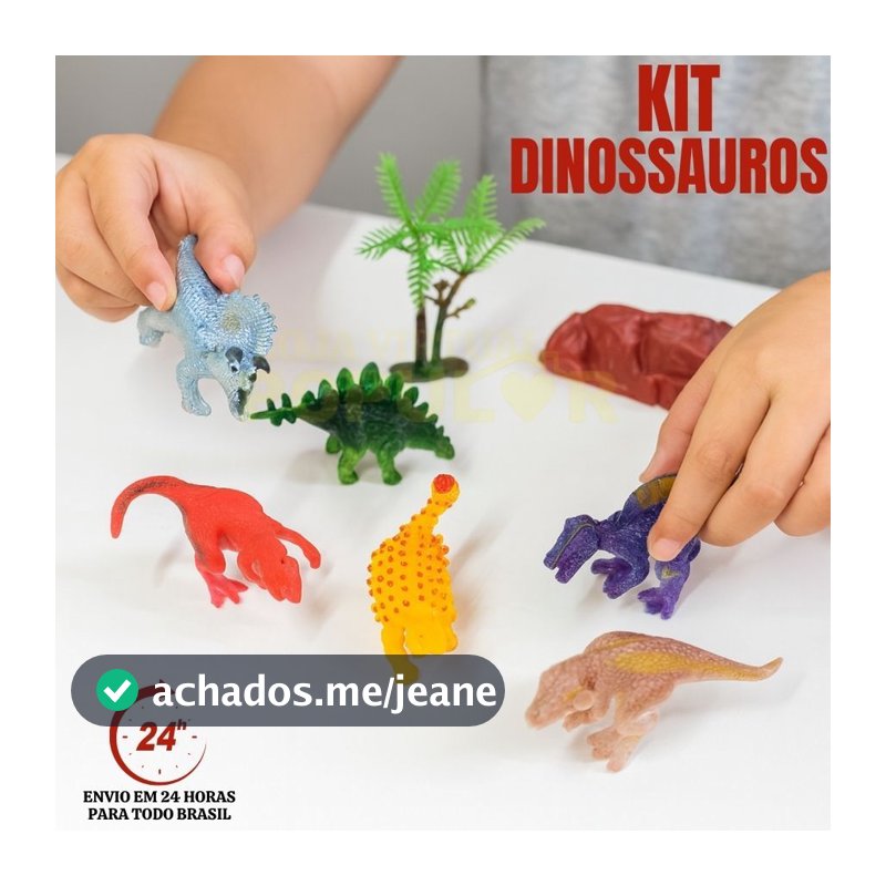Dinossauro Borracha Kit C/ 8 Miniatura Brinquedo Infantil