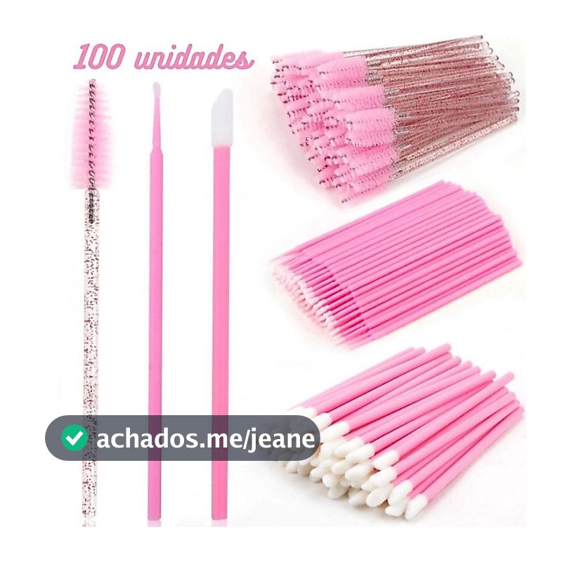 Kit 50 Escovinhas + 100 Microbrush + 50 Aplicador de batom alongamento cilios