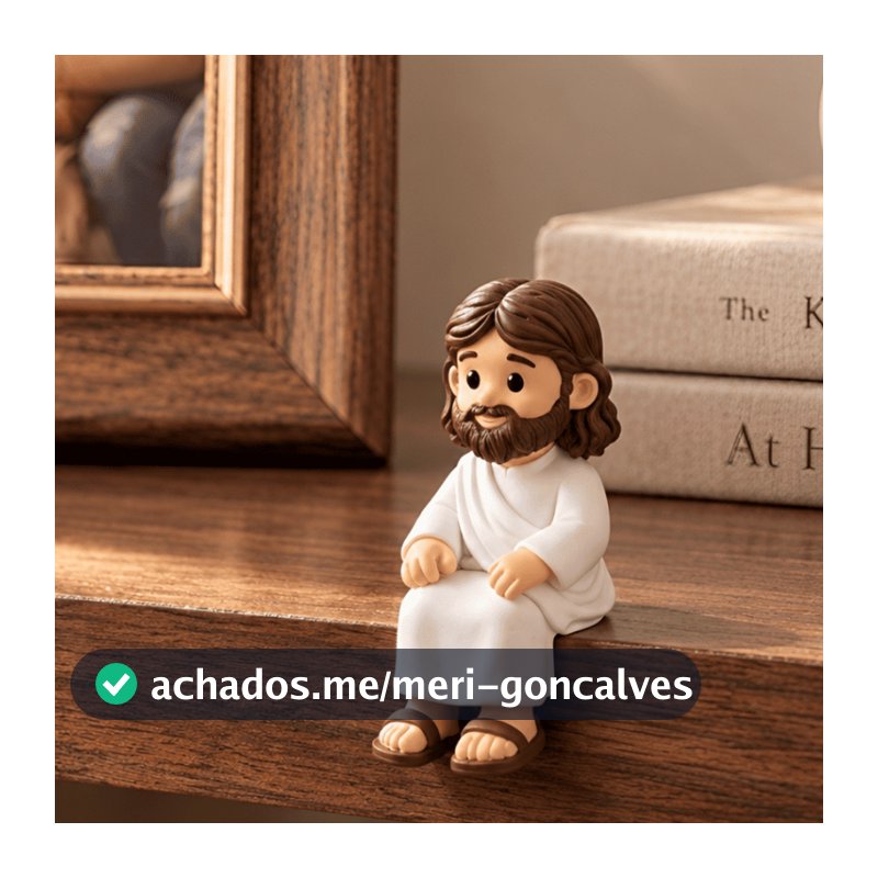 Mini Jesus Sentado Decorativo Oratório Para Monitor Mesa Prateleira Nicho Carro Kit