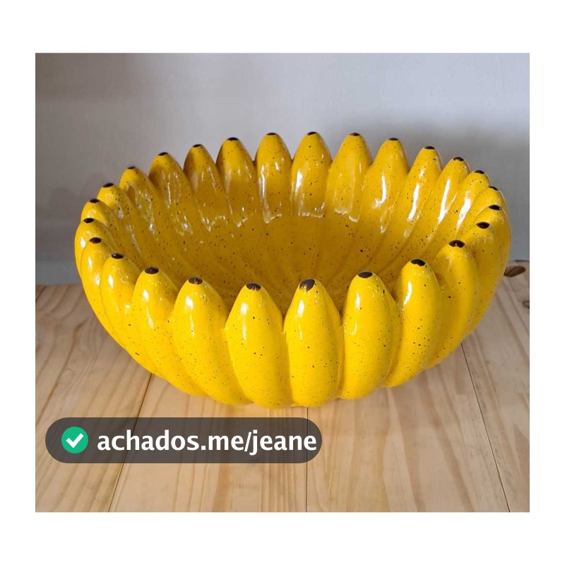 Fruteira de Cerâmica formato Banana Grande Cor Amarela,Verde,Branca