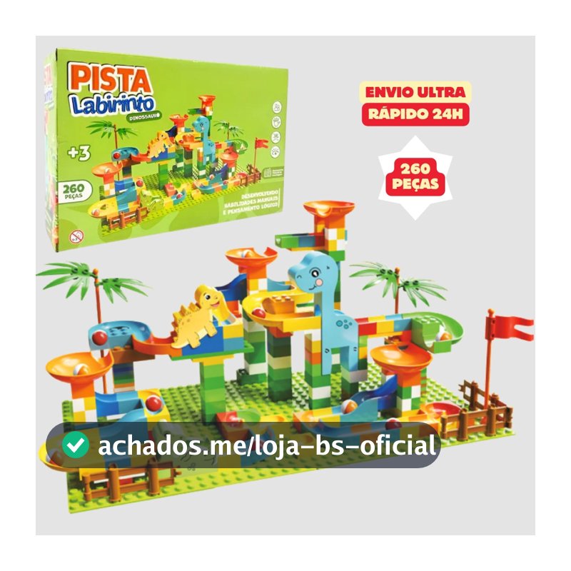 Pista Labirinto Dinossauro 260 Peças Blocos Montar Bolinha Infantil Educativo Criativo