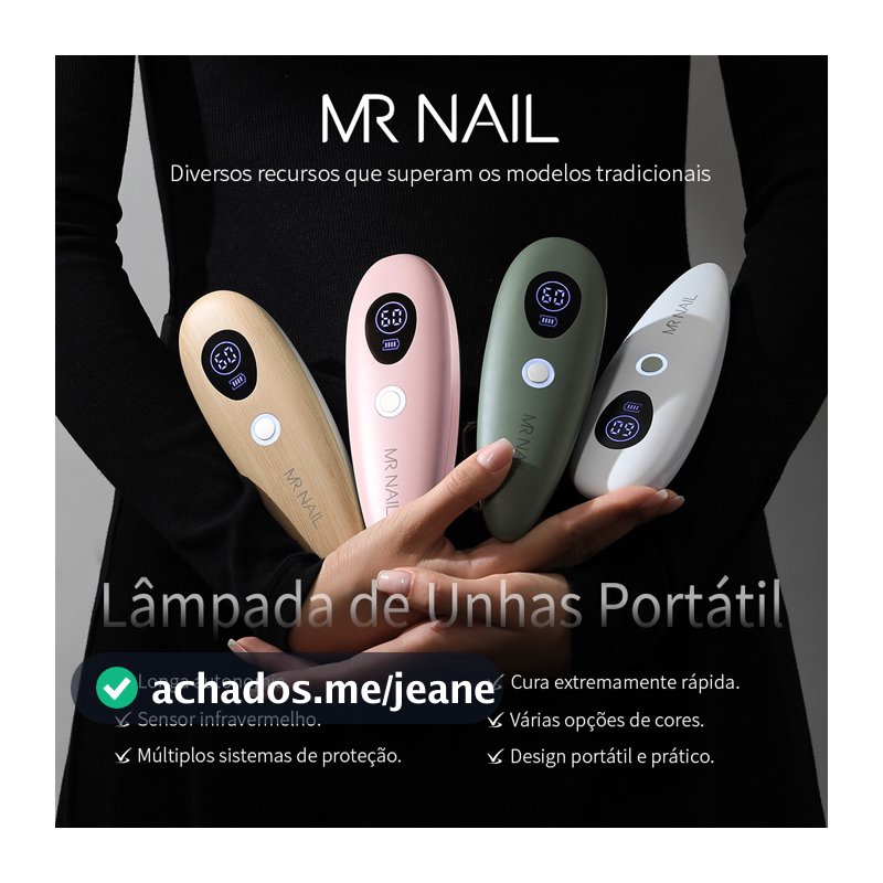 MR NAIL Lâmpada UV LED Portátil 6W para Unhas com Sensor e Timer 30/60s | Rosa Branco Verde Madeira