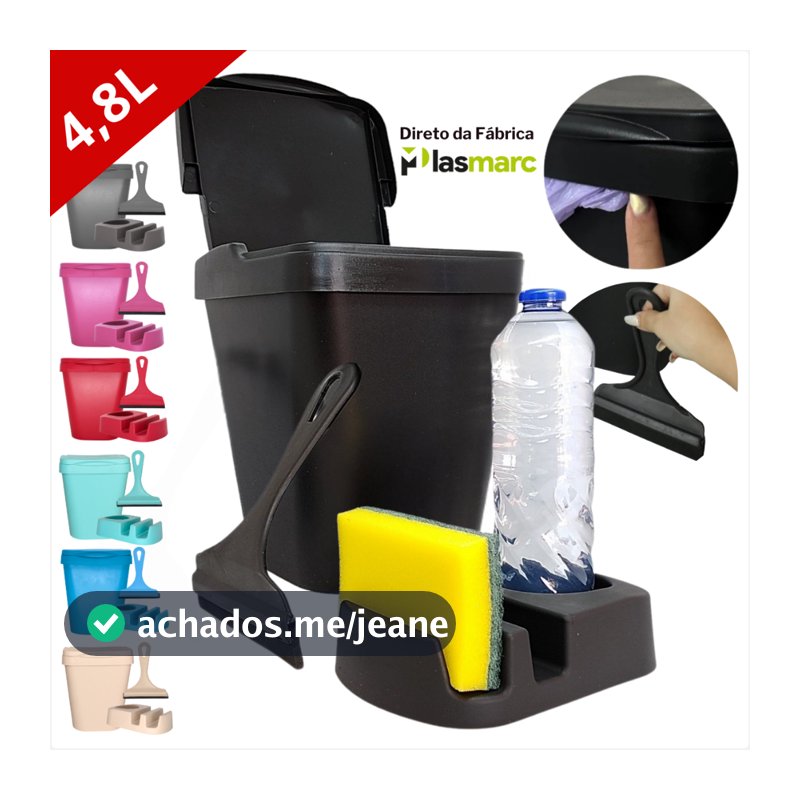 Conjunto Porta Detergente Rodo de Pia Lixeira Cozinha Area Gourmet Banheiro