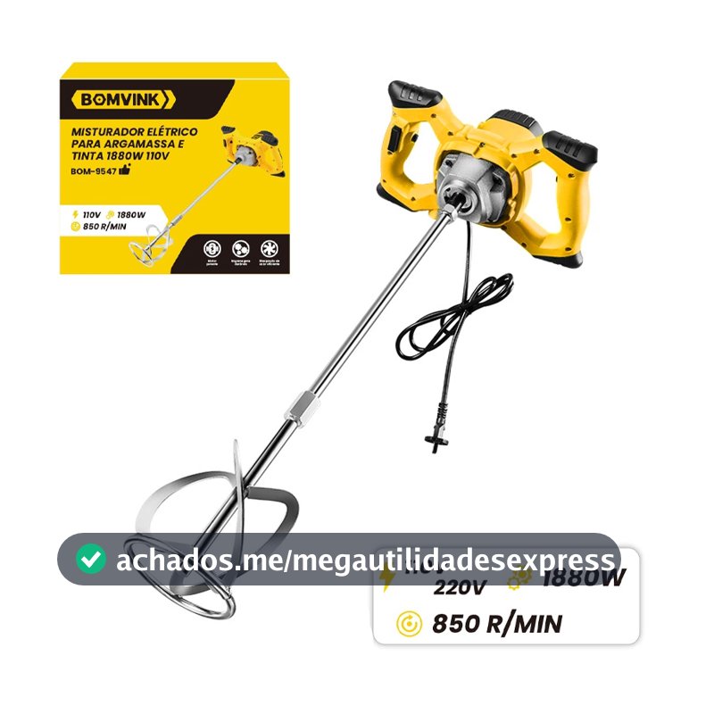 Misturador de Tinta e Argamassa 110V/220V 1880W 60Hz Profissional-Alta Resistência Construção Civil