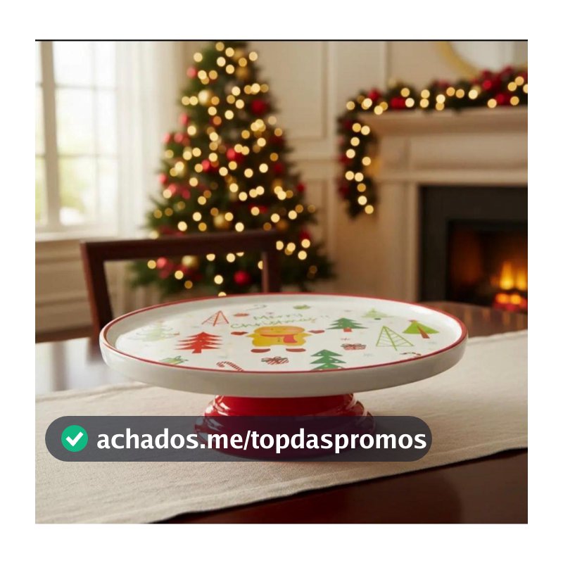 Porta Bolo Natal Boneco Gengibre Panetone 23cm Em Cerâmica Noel Merry Chistimas
