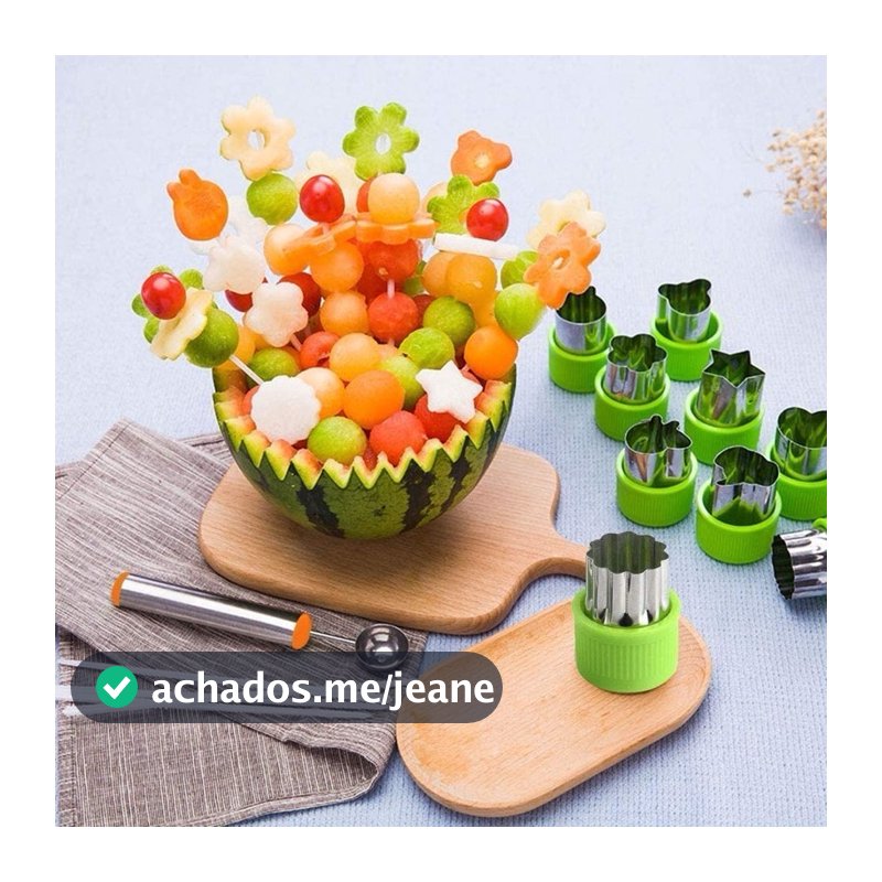 Cortador de Frutas 9 peças Massas e Vegetais Formatos Divertidos Para Criançada