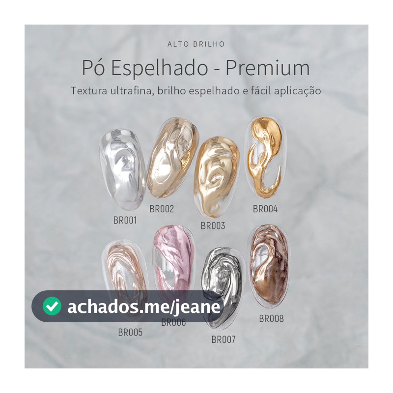 MR NAIL Pó Cromado Espelhado 0,3g para Unhas | 10 Cores Metalizadas