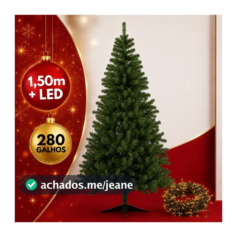 Árvore De Natal 150cm 280 Galhos Zenx Medali + Pisca 100 led brinde