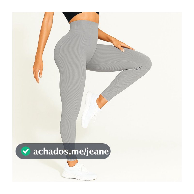 Calça Legging Canelada Premium de Cintura Alta Sem Costura Academia Feminina Elástica e Fitness