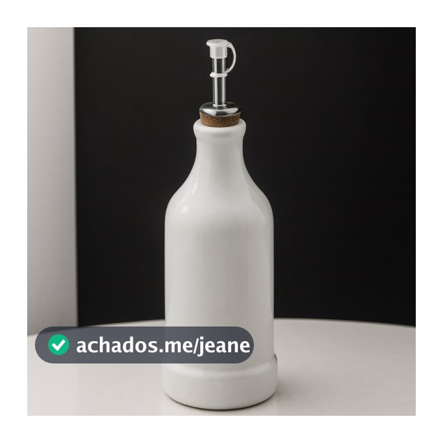 Garrafa Galheteiro Porta Óleo Azeite Vinagre Temperos Cozinha Porcelana Branca Rolha Bico Inox 270ml