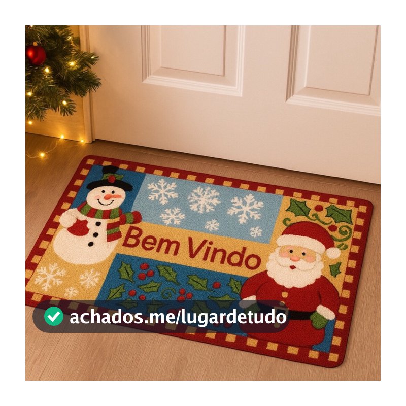 Tapete Porta Boucle Natalino 60x40 Decorativo Enfeite Natal