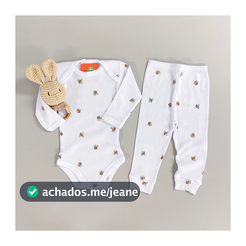 Conjunto Para Bebê Body e Calça Canelado Estampados 100% Algodão