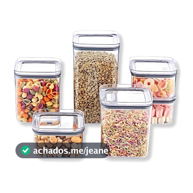 Potes Herméticos Crystal Clear Tampa Vedação Quadrado Acrílico Ideal Para Cozinha Organizada