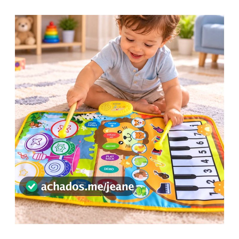Piano Tapete Musical 80 CM Infantil Com Som Para Criança