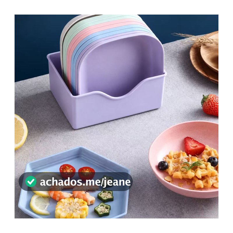 Kit Conjunto 10/20/30 Pratos Com Base Plásticos Duros Reutilizaveis Alta Qualidade Durável Leve