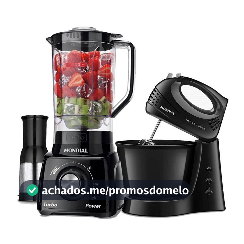 Kit Liquidificador 550W Turbo Power L-99-FB + Batedeira 400W Prática - B-44-B Mondial