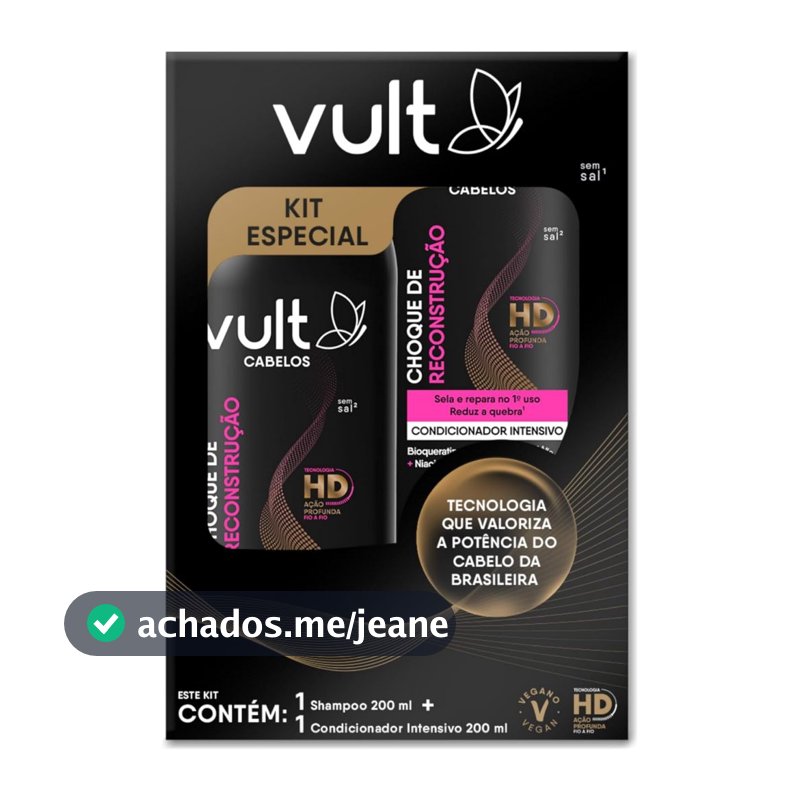 Kit Vult Choque de Reconstrução shampoo 200ml + condicionador 200ml