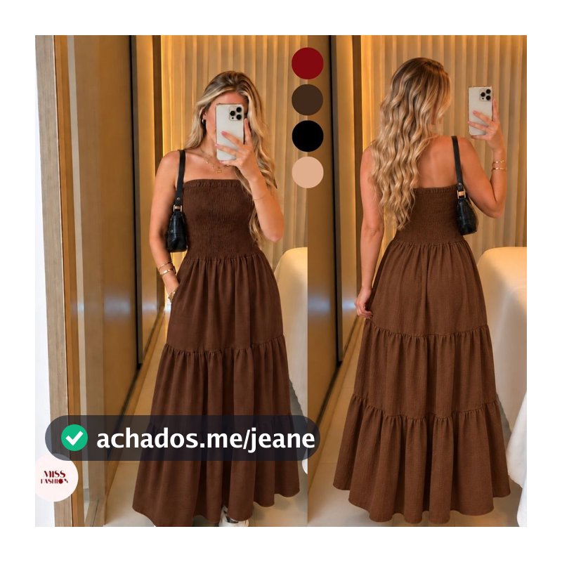 Vestido Longo Tomara que Caia com Lastex Liso em Linho Duna Feminino Verão