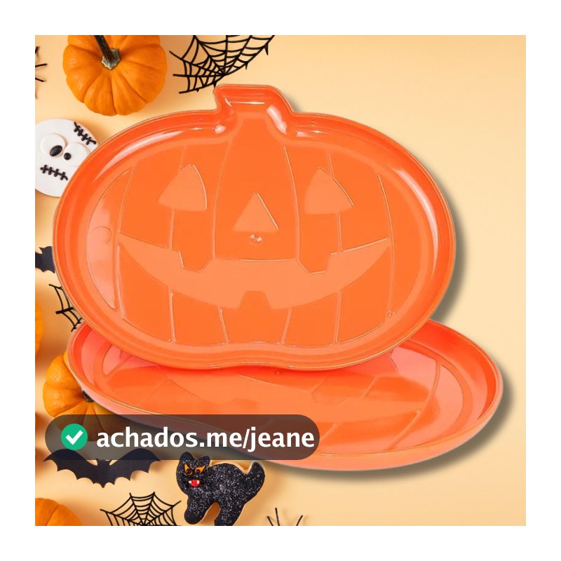 Bandeja de Halloween Abóbora e Morcego Decoração Enfeite