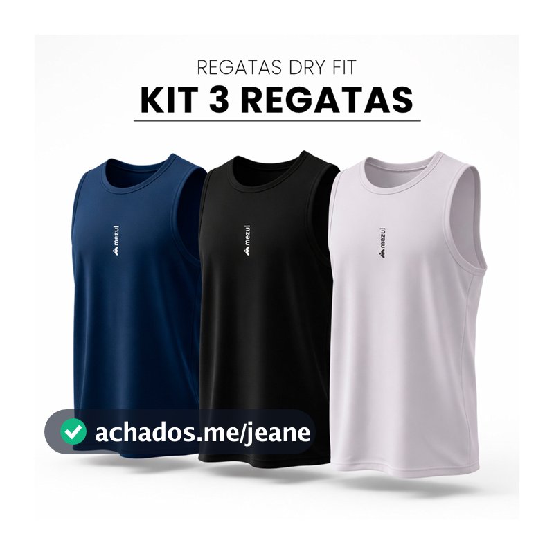 Kit 3 Regatas Dryfit Masculina Premium Fitness para Treino ST7-CP3