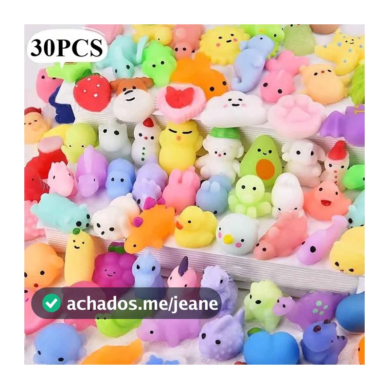 Kawaii Cartoon Mochi Squishies 30PCS – Brinquedos de Apertar para Alívio de Estresse Infantil, Lembrancinhas de Festa