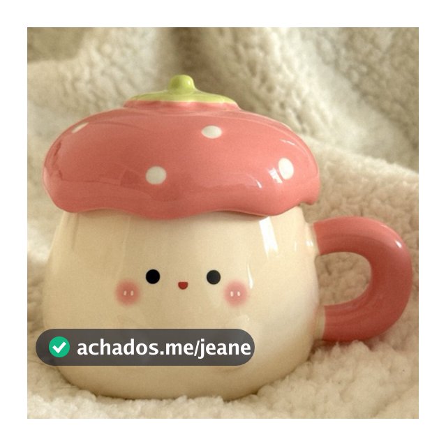 Caneca com tampa de Cerâmica Fofa Criativa Presente para Casal - moranguinha
