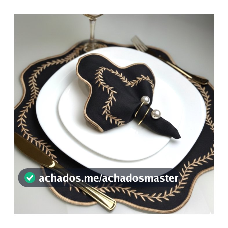 Kit Jogo Americano Sousplat Bordado Suplat de Mesa Posta Redondo/Retangular e Guardanapos