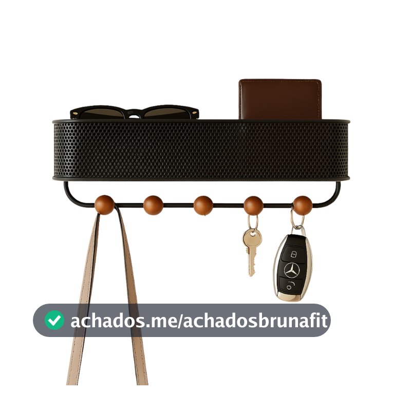 Lumai Porta Chaves Parede Cesto 5 Ganchos Pendurador Chaveiro Organizador Entrada Hall Metal