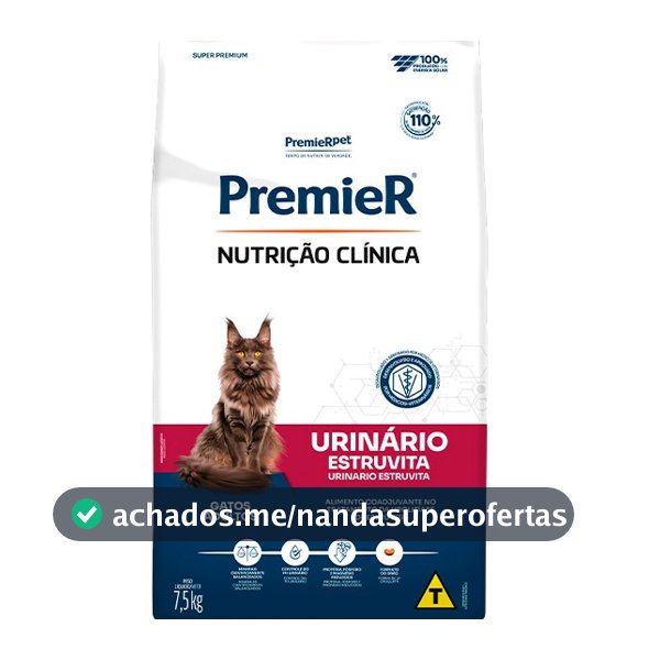 Ração Premier Nutrição Clínica Urinário Gatos Adultos 7,5kg Sabor Frango