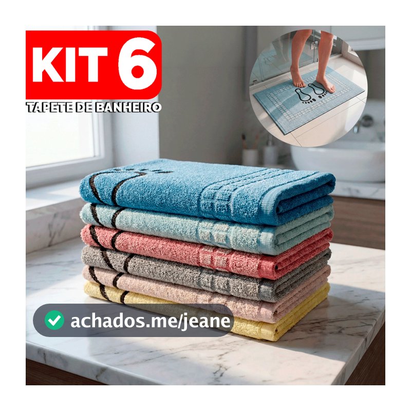 Kit 6 e 3 Tapete De Banheiro 45x70cm Pezinho Piso Luxo Atoalhado 100% Algodão Premium