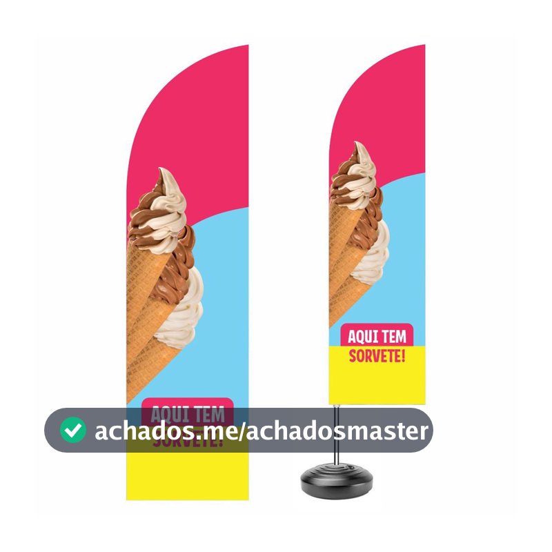 Wind Banner Sorveteria | Tecido Oxford Sublimado  | Wind banners: 2,95cm x 0,65cm | 2,50cm x 0,65cm