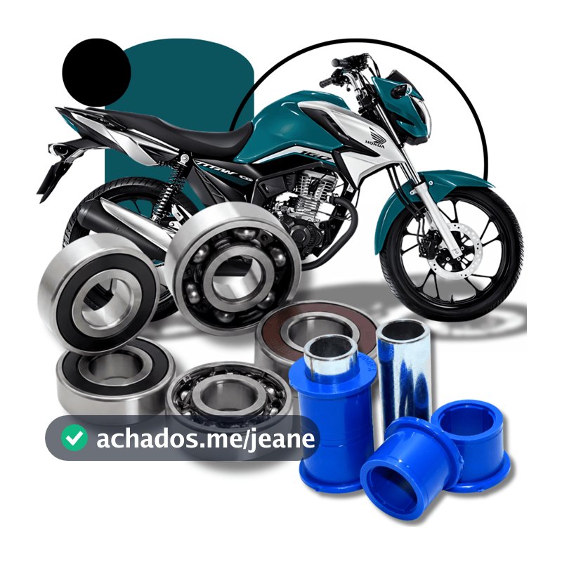 Kit Rolamento Roda Traseira + Rolamento Roda Dianteira + Bucha Da Balança Quadro Elástico Titan Fan Start Cg 150 e 160