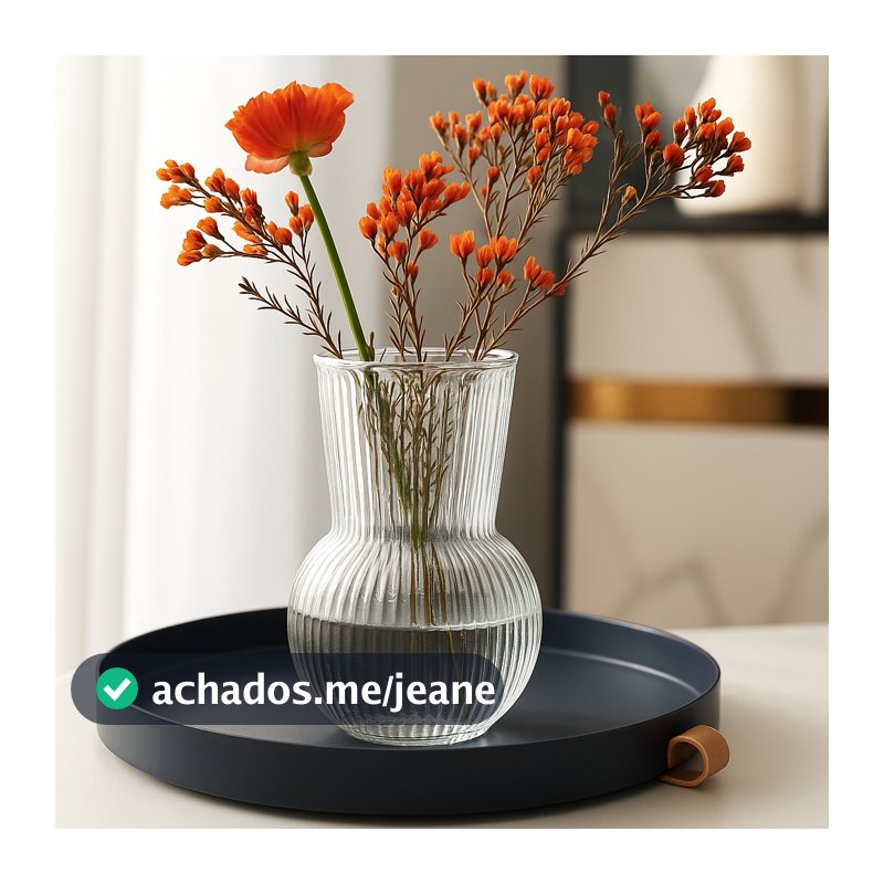 Vaso Decorativo de Vidro Arredondado 17cm Transparente Sala Mesa Flores