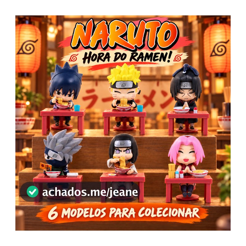 Figure Naruto Ramen Chibi com Mesa Colecionável 6 Modelos Sasuke Itachi Kakashi Neji Sakura