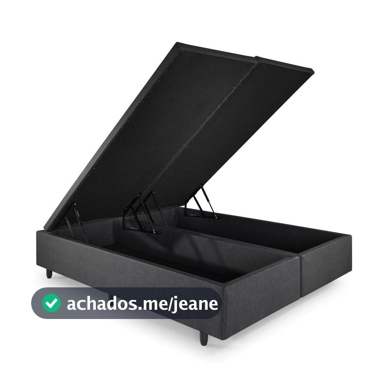 Base Box Baú Queen 158x198x42 Courino Linho Preto