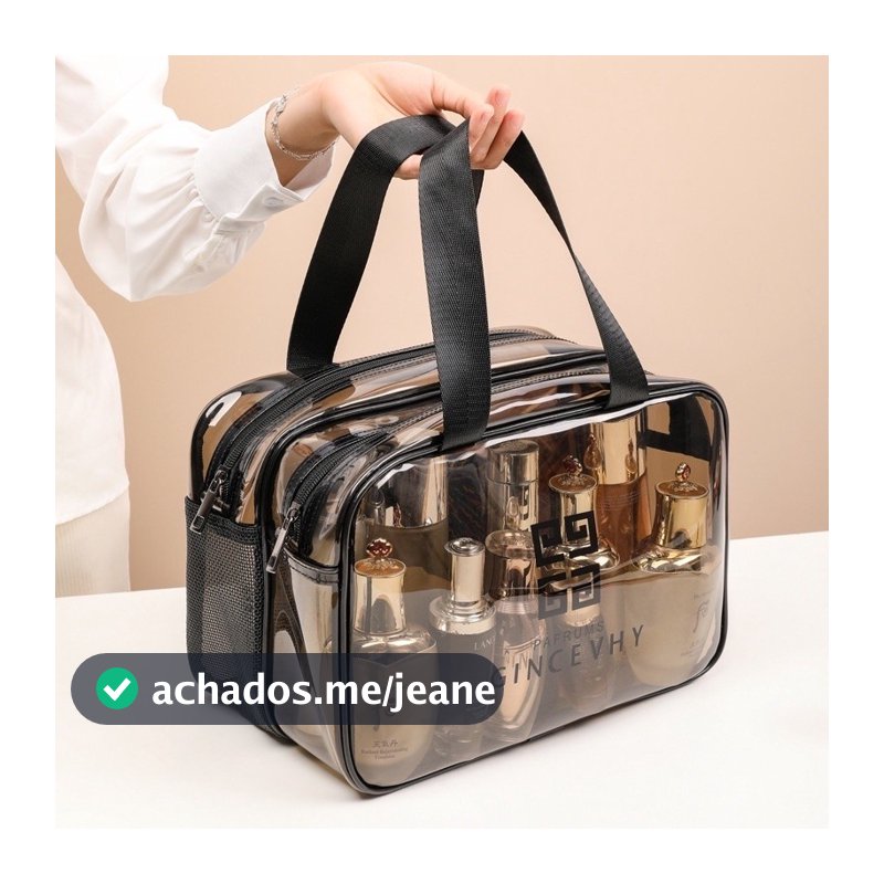 Bolsa De PVC Transparente Para Cosméticos Impermeável Portátil De Média Capacidade Viagem 20023