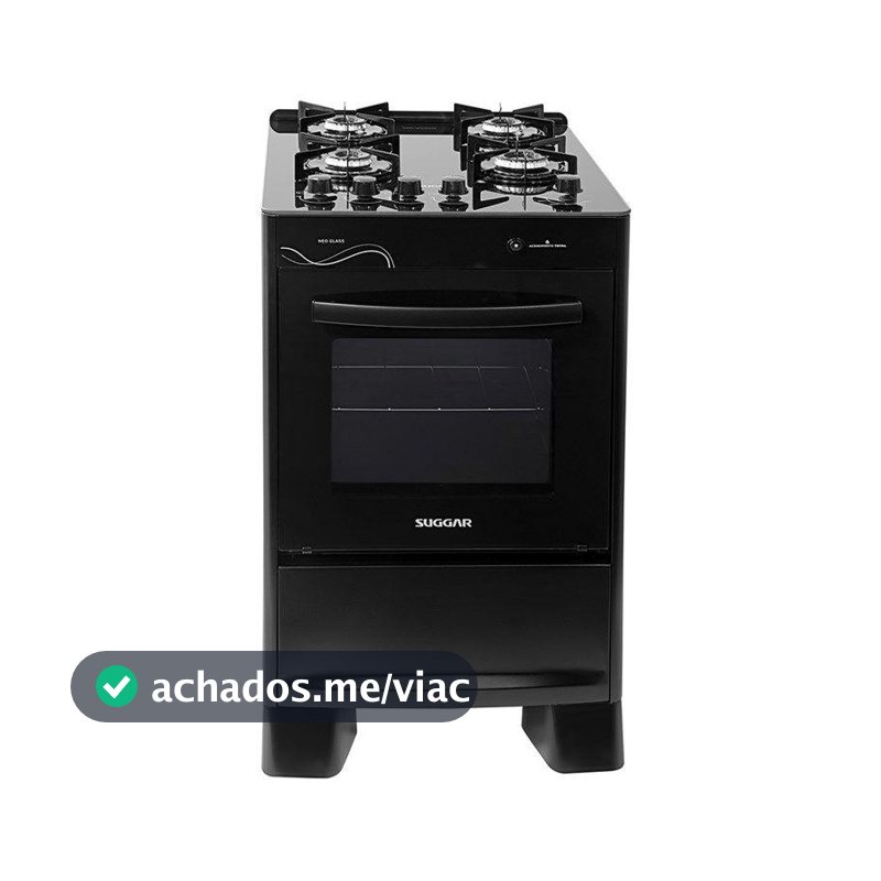 FOGÃO SUGGAR NEO GLASS 4 QUEIMADORES PRETO BIVOLT FGVNG410PT
