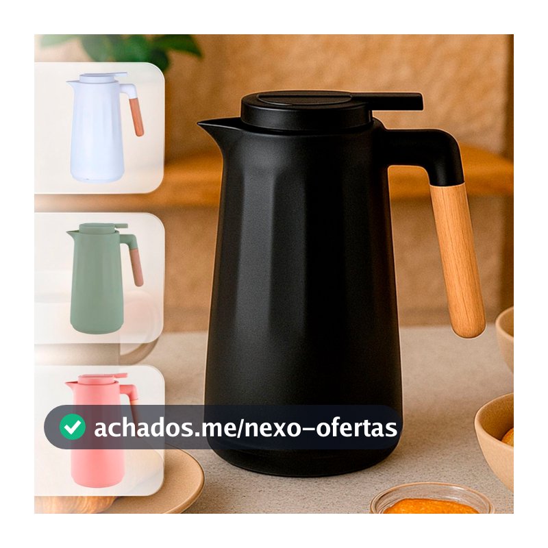 Garrafa Térmica 950ml Litro Sotto Para Chás/Café  Design Moderno Cabo Madeira