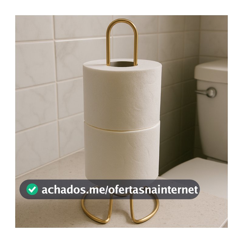 Suporte de Chão Porta Rolo Papel Higiênico Dourado Rosê Gold Papeleira Inox Grande Pequena
