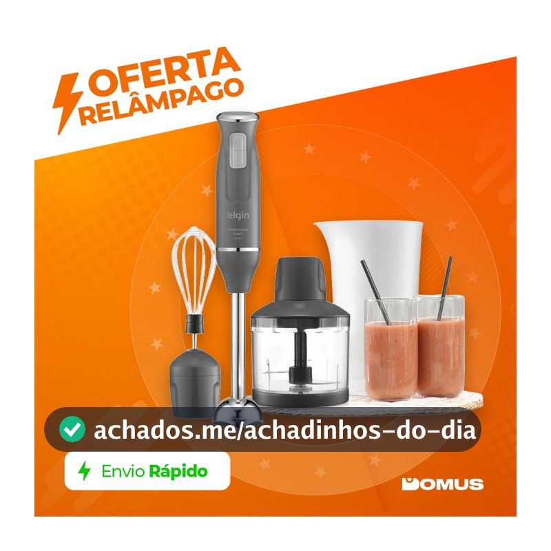 Mixer 3 em 1 Power Inox Lunar Elgin 600W Processador