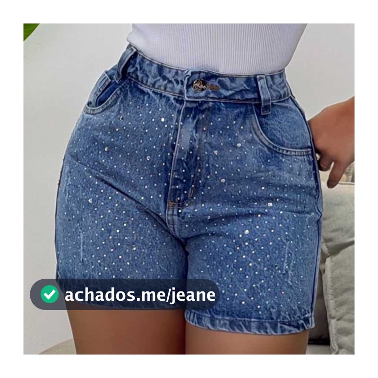 Short jeans feminino com brilho sem lycra, 100% (nao estica), cintura alta, duas cores