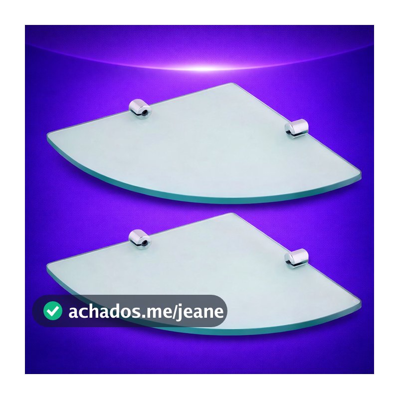 Kit 2 Porta Shampoo Canto Vidro Temperado Incolor Prateleira Banheiro