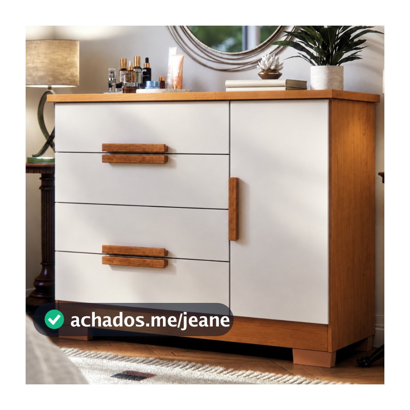 Cômoda Para Quarto Casal Sapateira 4 Gavetas 1 Porta Grande MDF Organizador de Roupas Moderna